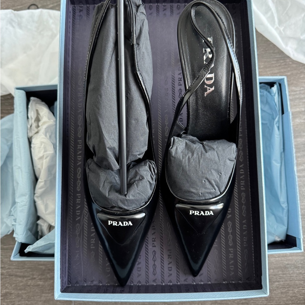 Prada Black Heels with Bow Detail